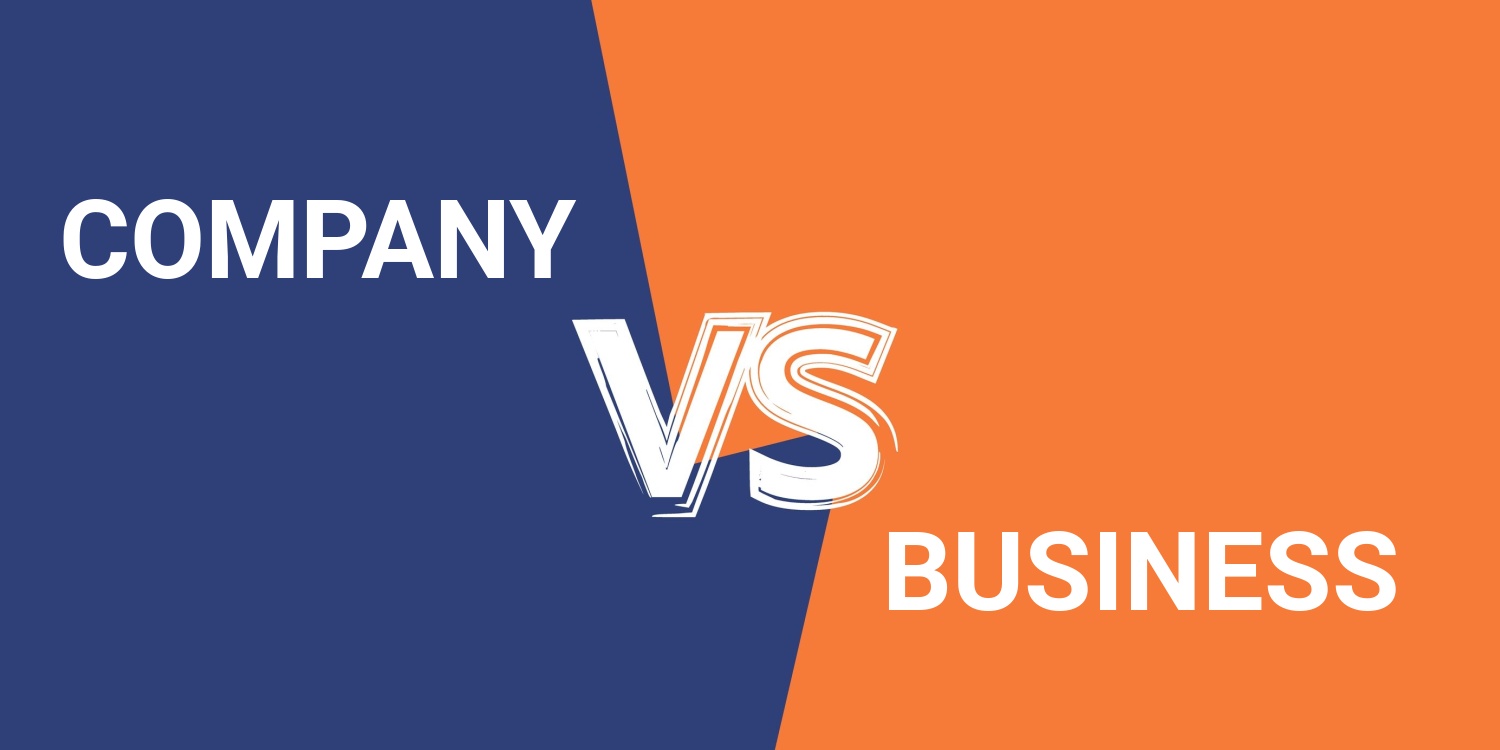 Illustration displaying the comparison concept of 'company vs business'.